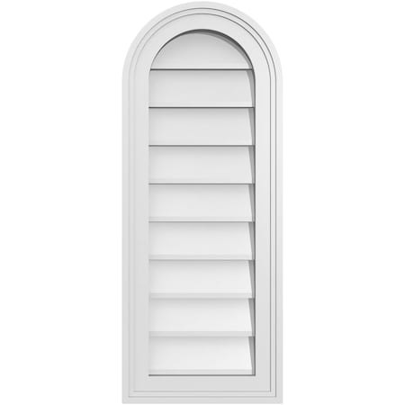 Ekena Millwork Round Top Surface Mount PVC Gable Vent w/ 2"W x 1-1/2"P Brickmould Frame, 12"W x 30"H GVPRT12X3002SN
